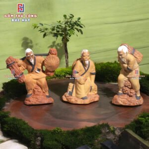 Tượng gốm Lão Tiều Phu trang trí tiểu cảnh chậu cây bonsai