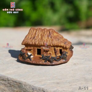 Mô hình gốm nhà tranh mái lá trang trí hòn non bộ chậu cây bonsai