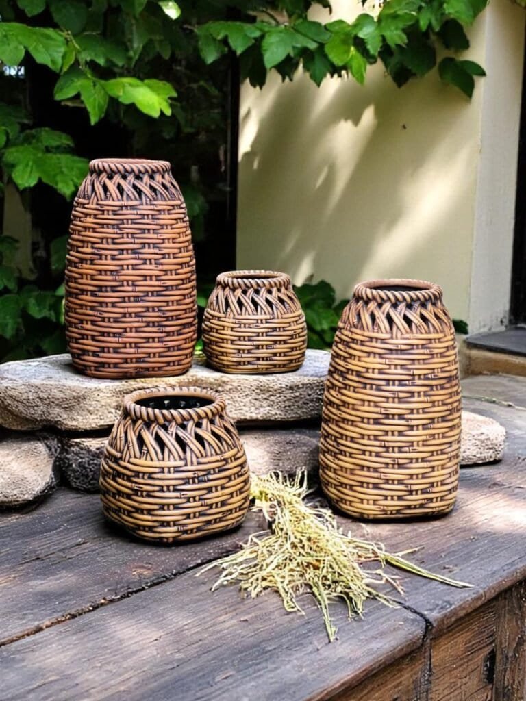 Bình Hoa Decor Mây Tre Đan - Gốm Đức Huy