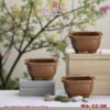Chậu bonsai mini vuông bo góc – men hạt 3D - Mã CC-08