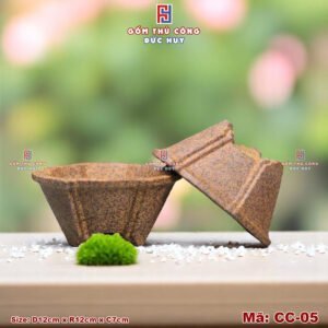 Chậu bonsai dáng phỏng cổ – men hạt 3D - Mã CC-05