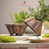 Chậu bonsai mini dáng phỏng cổ men loang nâu đen - Mã CC-09