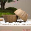 Chậu bonsai mini dáng bát sen – men hạt 3D - Mã CC-06