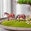 Tượng gốm Con Ngựa mini màu đỏ trang trí tiểu cảnh - trang trí bonsai