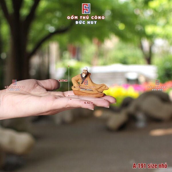 Tượng gốm Ông Lão Đánh Đàn mini - trang trí chậu cây bonsai - Mã A190-A191 - Hình ảnh 2
