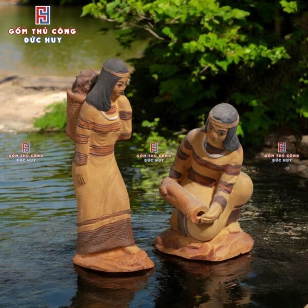 Tượng gốm Sơn Nữ Dân Tộc - Phụ kiện trang trí tiểu cảnh - Mã A127-128