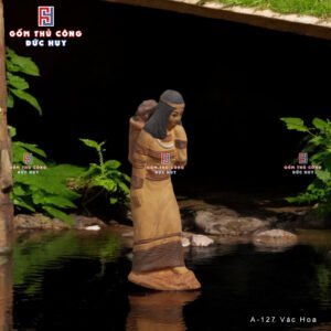 Tuong gom Son nu dan toc phu kien trang tri tieu canh hon non bo be ca chau cay bonsai 4