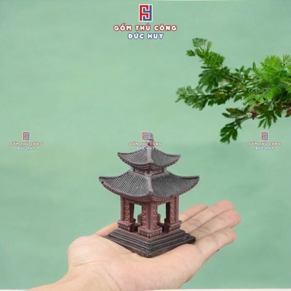 Bộ tiểu cảnh Đình Chùa bằng gốm - Trang trí bonsai - Mã A187 - Hình ảnh 3